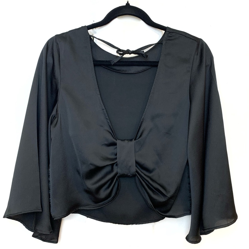 ASOS Open back bow tie top Size 4 Black color round neck